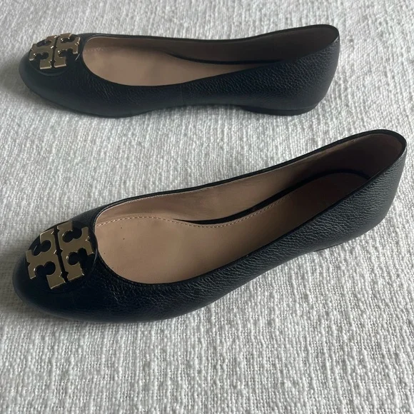 Tory Burch - Claire Ballet Flats in Black Tumbled Leather - 9.5 - Picture 4 of 6